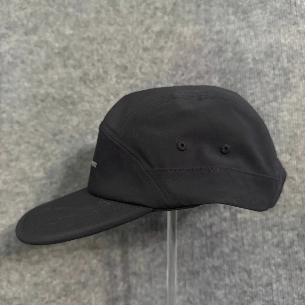 Vuori The Rise The Shine 5 Panel Performance Hat Black Adjustable Strapback Cap